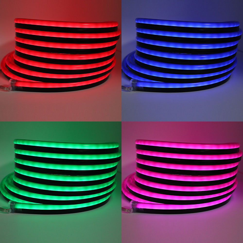 Outdoor Flexible Black Silicone Neon LED Strip Lights Kit Addressable RGB Color